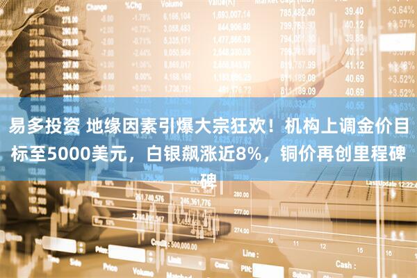 易多投资 地缘因素引爆大宗狂欢！机构上调金价目标至5000美元，白银飙涨近8%，铜价再创里程碑